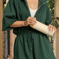 Collared Half Zip French Terry Knit Drawstring Casual Romper