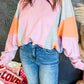 Color Block Batwing Sleeve Loose Fit Sweatshirt