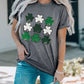 Dotted Clovers Print Round Neck T Shirt