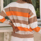 Color Block Striped Knitted Drop Shoulder Turtleneck Sweater