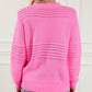 Solid Color Cable Knit Eyelets Mock Neck Sweater