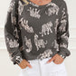 Lively Tiger Print Casual Sweatshirt
