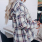 Plaid Button Neck Pocketed Pullover Hoodie