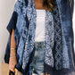 Blue Tie Dye Short Sleeves Tassels Kimono