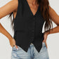 Solid Color Button up V Neck Suit Vest