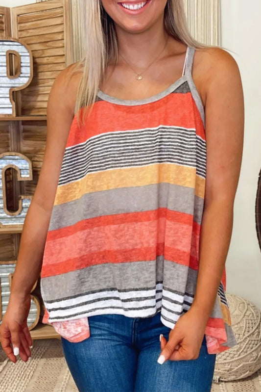 Colorful Striped Flowy Tank Top