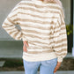 Oversized Striped Bishop Sleeve Pullover Sweatshirt