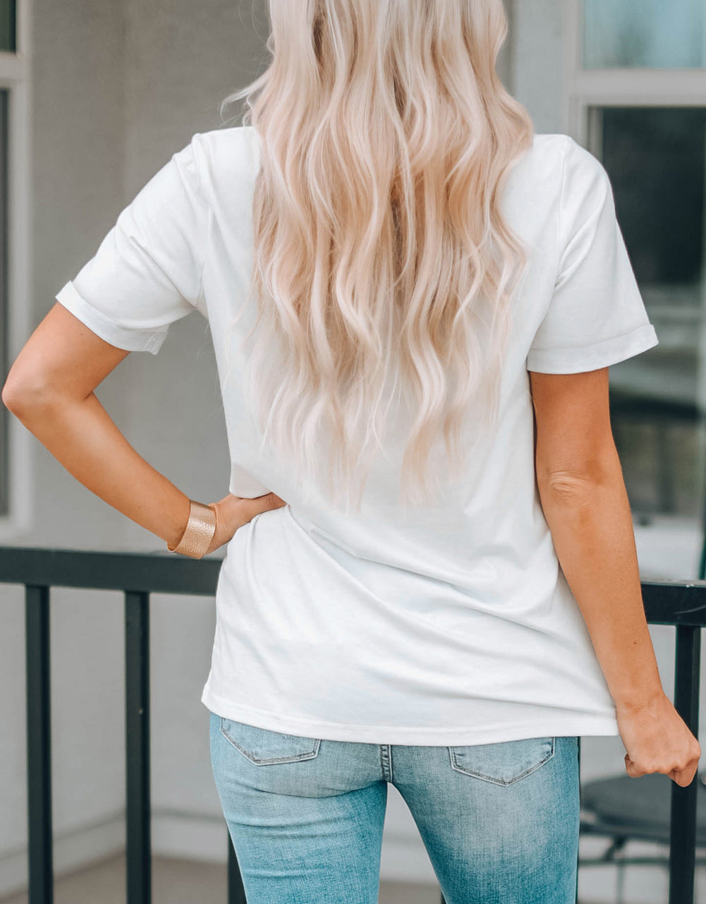 White Cute Christmas Trees Print Crew Neck T Shirt