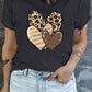 Leopard Striped Heart Graphic Plus Size T-shirt