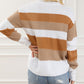 Stripe Cable Knit Drop Shoulder Sweater