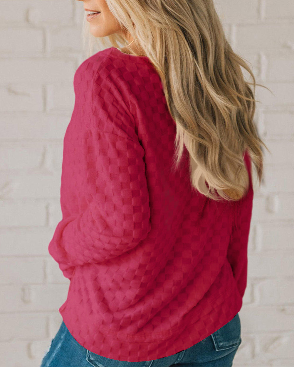Solid Textured Thumbhole Sleeve Top