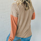 Exposed Seam Colorblock Knit Long Sleeve Top