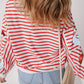 Stripe Striped Sequin Santa Claus Pattern Christmas Pullover Sweatshirt