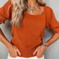 Textured Knit Bubble Sleeve Square Neck Top