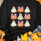 Halloween Bowknot Ghost Pumpkin Graphic Crewneck Sweatshirt