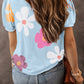 Flower Print Bubble Sleeve Tee