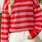 Stripe Long Sleeve Round Neck Drop Shoulder Top