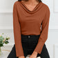 Cowl Neck Long Sleeve Elegant Blouse