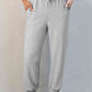 Solid Color Fleece Lined Drawstring Waist Joggers