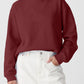Solid Fleece Lined Drop Shoulder Terry Sweatshirt