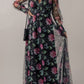 Mesh Sheer Shirred High Waist Floral Maxi Dress