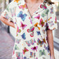 Butterfly Pattern Short Sleeve Shirt Pajamas Set