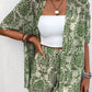 Vintage Floral Print Open Top and Shorts Outfit