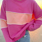 Colorblock Patchwork Drop Shoulder Ribbed Trim Sweatshirt