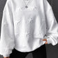 Star Embossed Textured Drop Shoulder Sweatshirt