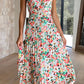 Boho Floral One-Shoulder Sleeveless Pleated Maxi Dress