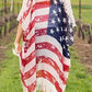 Plus Size American Flag Tasseled 3/4 Sleeve Cardigan