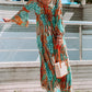 Boho Paisley Mix Print Long Sleeve V-Neck Tie Maxi Dress