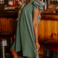 Ruffle Sleeve V Neck Frilled Shift Dress