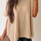 Short Sleeve Side Slit Oversized Sweater