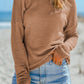Waffle Knit Drop Shoulder Long Sleeve Top
