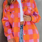 Plaid Chest Pockets Button-up Turn Down Collar Jacket