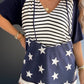 Stars and Stripes Print Drawstring Hooded T Shirt
