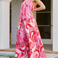 Abstract Swirl Print Halter Maxi Dress