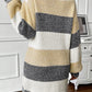 Stripe Colorblock Bubble Sleeve Drop Shoulder Sweater Dress