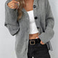 Drawstring Hooded Button Up Drop Shoulder Sweater Cardigan