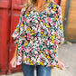 Floral Notched V-Neck Puff Sleeve Blouse