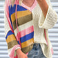 Oversized Colorblock V Neck Hooded Sweater