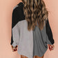 Colorblock Ribbed Collared Oversized Sweatshirt