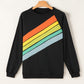 Rainbow Colorblock Striped Pullover Sweatshirt