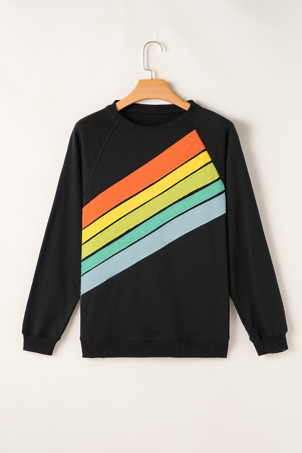 Rainbow Colorblock Striped Pullover Sweatshirt