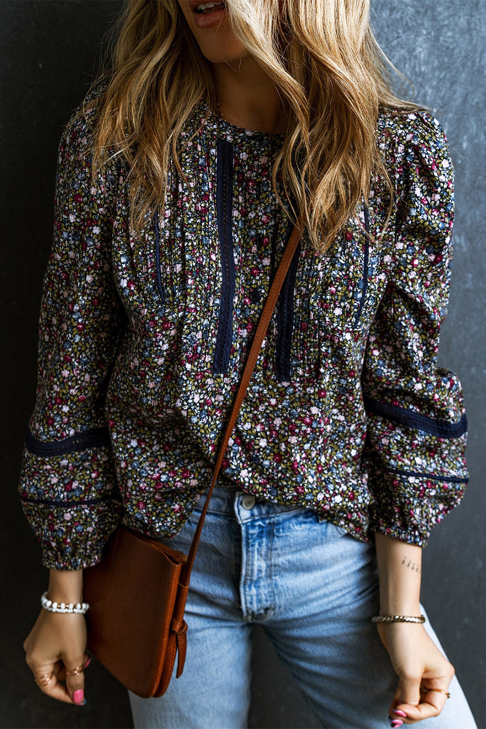 Floral Print Puff Sleeve Blouse