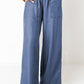 Side Pockets Frilled Smocked High Waist Wide Leg Jeans