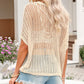 Fishnet Knit Ribbed Round Neck Short Sleeve Sweater Tee