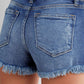 Frayed Hem High Waist Denim Shorts