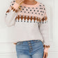 Mixed Geometric Detail Raglan Sleeve Sweater